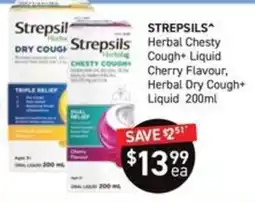 Chemist King Strepsils Herbal Chesty Cough+ Liquid offer