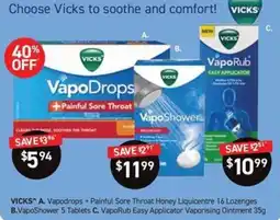 Chemist King Vicks VapoDrops + Painful Sore Throat Honey Liquicenture offer