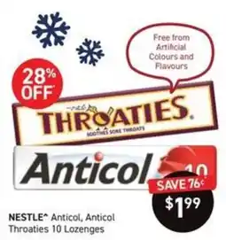 Chemist King Nestle Anticol Throaties 10 Lozenges offer