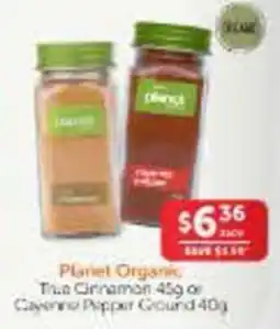 WHOLELIFE Planet Organic True Cinnamon or Cayenne Pepper Ground offer