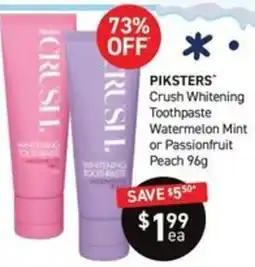 Chemist King Piksters Crush Whitening Toothpaste offer