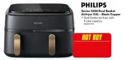 The Good Guys Philips Series 3000 Dual Basket Airfryer XXL - Black/Copper offer