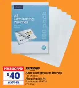 Officeworks Jburrows A3 Laminating Pouches offer
