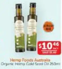 WHOLELIFE Hemp Foods Australia Organic Hemp Cold Seed Oil offer