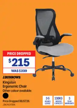 Officeworks J.Burrows Kingston Ergonomic Chair offer