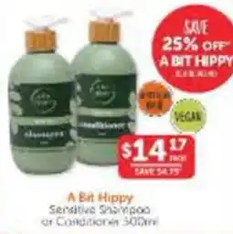 WHOLELIFE A Bit Hippy Sensitive Shampoo or Conditioner offer