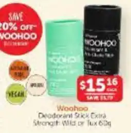 WHOLELIFE Woohoo Deodorant Stick Extra Strength Wild or Tux offer