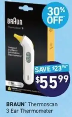 Chemist King BRAUN Thermoscan 3 Ear Thermometer offer