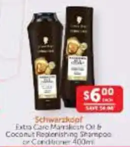 WHOLELIFE Schwarzkopf Extra Care Marrakesh Oil & Coconut Replenishing Shampoo or Conditioner offer