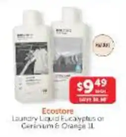 WHOLELIFE Ecostore Laundry Liquid Eucalyptus or Geranium & Orange offer