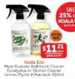WHOLELIFE Koala Eco Multi-Purpose Bathroom Cleaner Eucalyptus or Kitchen Cleaner Lemon Myrtle & Mandarin offer