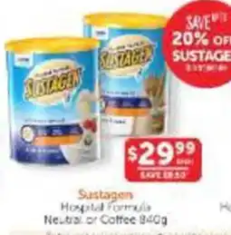 WHOLELIFE Sustagen Hospital Formula Neutral or Coffee offer