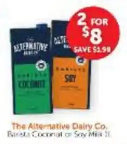 WHOLELIFE The Alternative Dairy Co. Barista Coconut or Soy Milk offer