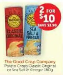 WHOLELIFE The Good Crisp Company Potato Crisps Classic Original or Sea Salt & Vinegar offer