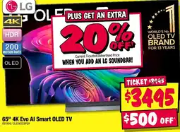JB Hi-Fi LG 65" 4K Evo AI Smart OLED TV offer