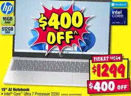 JB Hi-Fi hp 15" AI Notebook offer
