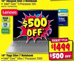 JB Hi-Fi Lenovo 15" Ideapad Slim 3 Notebook offer