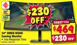JB Hi-Fi 34" OMEN WQHD Gaming Monitor offer