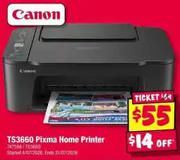JB Hi-Fi Canon TS3660 Pixma Home Printer offer