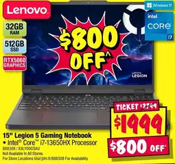 JB Hi-Fi Lenovo 15" Legion 5 Gaming Notebook offer