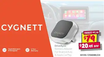 JB Hi-Fi Cygnett DriveSync Wireless Adapter For Android Auto & Apple CarPlay offer