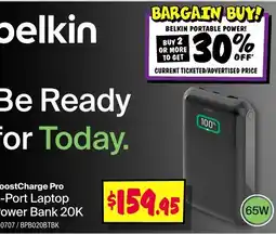 JB Hi-Fi Belkin BoostCharge Pro 4-Port Laptop Power Bank 20K offer