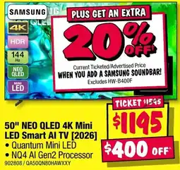 JB Hi-Fi Samsung 50 NEO QLED 4K Mini LED Smart AI TV [2026] offer