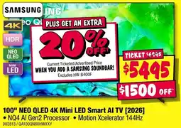 JB Hi-Fi Samsung 100 NEO QLED 4K Mini LED Smart AI TV offer
