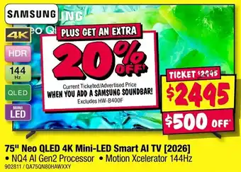 JB Hi-Fi Samsung 75 Neo QLED 4K Mini LED Smart AI TV offer