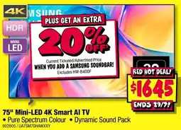 JB Hi-Fi 75 Mini LED 4K Smart AI TV offer