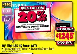 JB Hi-Fi Samsung 65 Mini-LED 4K Smart AI TV offer