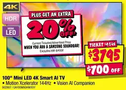 JB Hi-Fi 100 Mini LED 4K Smart AI TV offer