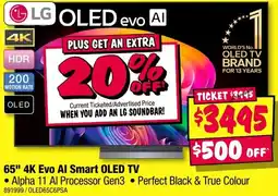 JB Hi-Fi LG 65" 4K Evo AI Smart OLED TV offer