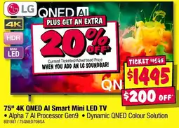 JB Hi-Fi LG 75" 4K QNED AI Smart Mini LED TV offer