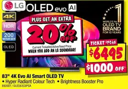 JB Hi-Fi LG 83" 4K Evo AI Smart OLED TV offer