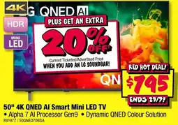 JB Hi-Fi 50" 4K QNED AI Smart Mini LED TV offer