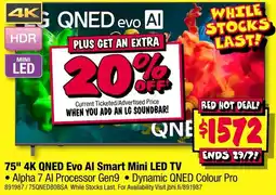 JB Hi-Fi 75" 4K QNED Evo AI Smart Mini LED TV offer