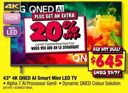 JB Hi-Fi 43" 4K QNED AI Smart Mini LED TV offer