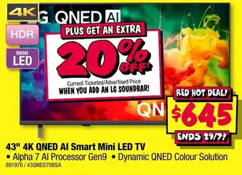 JB Hi-Fi 43" 4K QNED AI Smart Mini LED TV offer