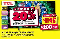 JB Hi-Fi 55 4K Al Google QD Mini LED TV offer