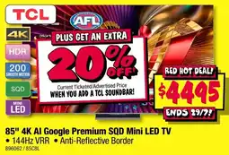 JB Hi-Fi 85 4K Al Google Premium SQD Mini LED TV offer