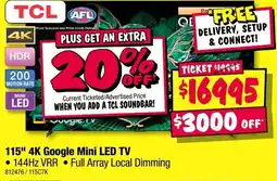 JB Hi-Fi 115 4K Google Mini LED TV offer