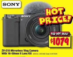 JB Hi-Fi Sony ZV-E10 Mirrorless Vlog Camera With 16-50mm II Lens Kit offer