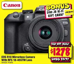 JB Hi-Fi Canon EOS R10 Mirrorless Camera With RFS 18 45STM Lens offer