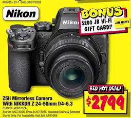 JB Hi-Fi Nikon Z5II Mirrorless Camera With NIKKOR Z 24-50mm f/4-6.3 offer