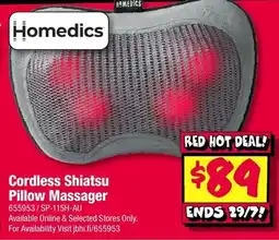 JB Hi-Fi Homedics Cordless Shiatsu Pillow Massager offer