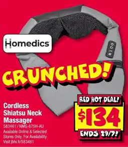 JB Hi-Fi Homedics Cordless Shiatsu Neck Massager offer