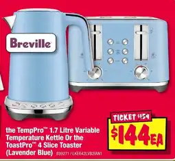 JB Hi-Fi the TempPro Variable Temperature Kettle Or the ToastPro 4 Slice Toaster Lavender Blue offer