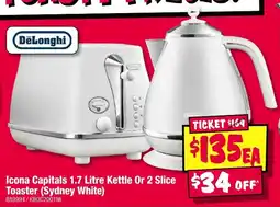 JB Hi-Fi Icona Capitals Kettle Or 2 Slice Toaster Sydney White offer