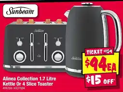 JB Hi-Fi Alinea Collection Kettle Or 4 Slice Toaster offer